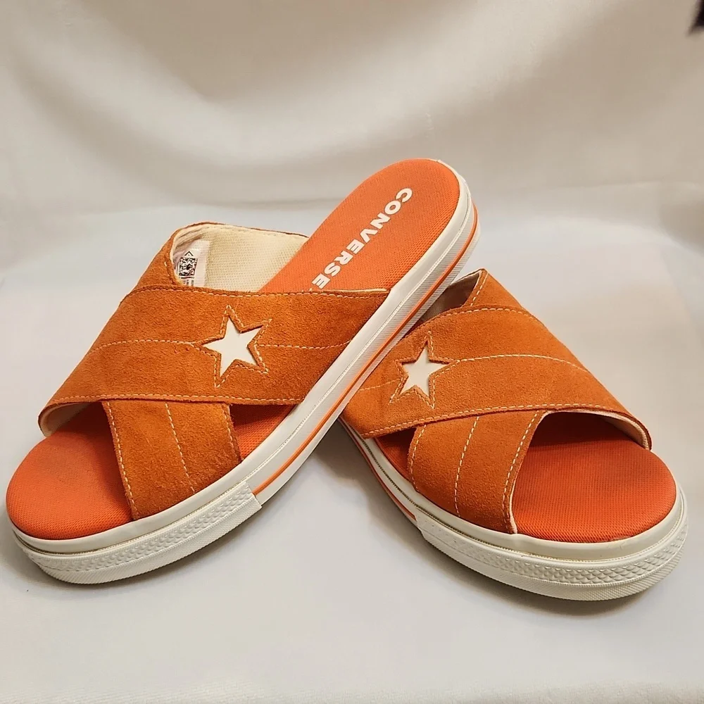 Converse All Star One Star Orange Leather sandals (womens size 9)